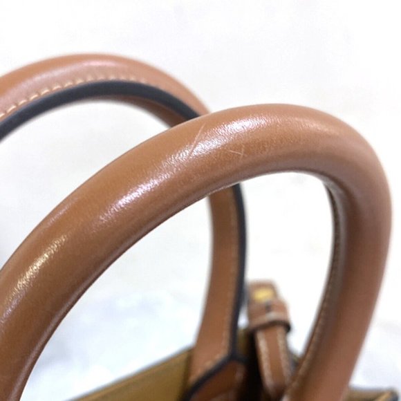 CELINE Mini Vertical Cabas 2Way Hand Bag Triomphe Canvas Leather Brown - Picture 3 of 16